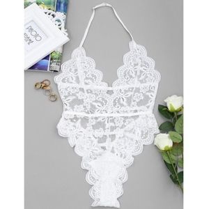 Backless Lace Sheer High Cut Bodysuit